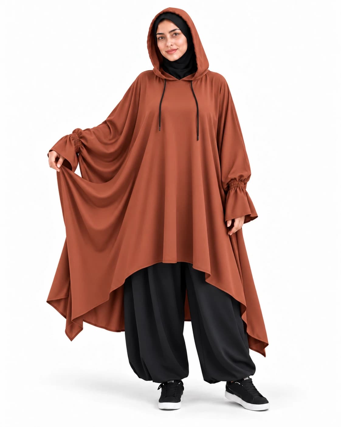 Le Poncho Capuche — Terracotta